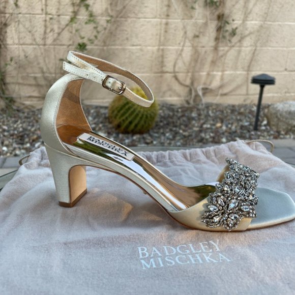 Badgley Mischka Shoes - Badgley Mischka Alison Block Heel Ivory Bridal